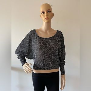Black and White Mohair Pullow Long Sleeve Top